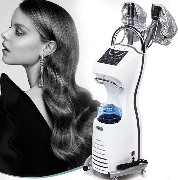 110V 7 In 1 Professional Stand Hair Steamer Hair Dryer700W Hair Dyeing Perming Oil Treatment Salon Color ProcessorHooded Freestanding Hair Steamer with WheelsHairdress Salon SPA Machine