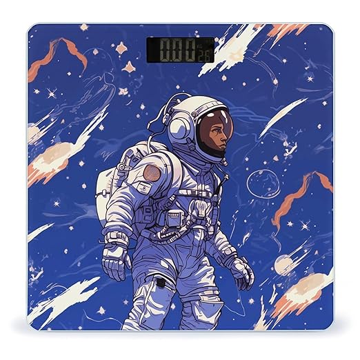 Black Astronaut on Blue Digital Bathroom Scale for Body Weight Weighing Scale with Backlit LCD Display High Precision Measurements &amp Measures Weight Up to 180kg