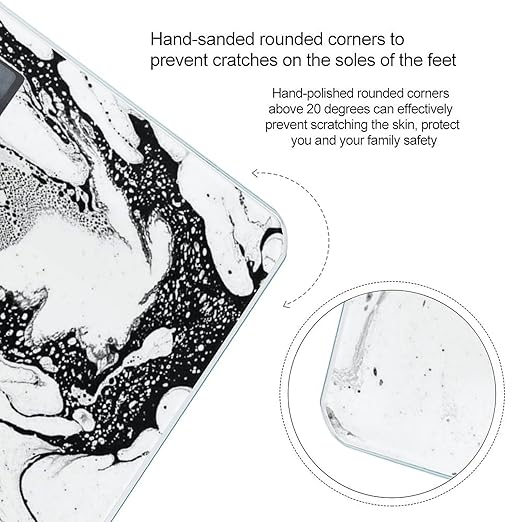 Black and White Marble Scale for Body Weight Digital Bathroom Scale Precision Smart Weighing Scales with Clear LED Display Accurate High Precision Scales Weighing Machine