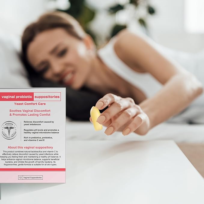 Nahid Vaginal probiotic Suppository hyaluronic Acid Suppositories Vaginal moisturizer PH Balance Restores Healthy Vaginal Odor Yeast Comfort Care (12 Inserts)