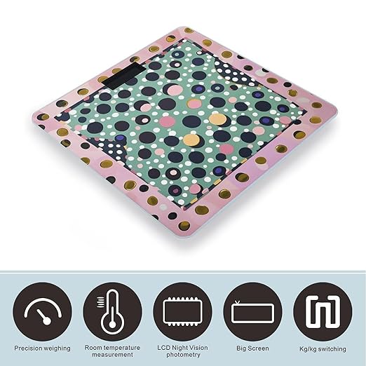 Beautiful Polka Dot Bathroom Scale for Body Weight 400 Lb Weight Scale with High Precision Sensors Tempered Glass Highly Accurate Digital Weighing Machine for People