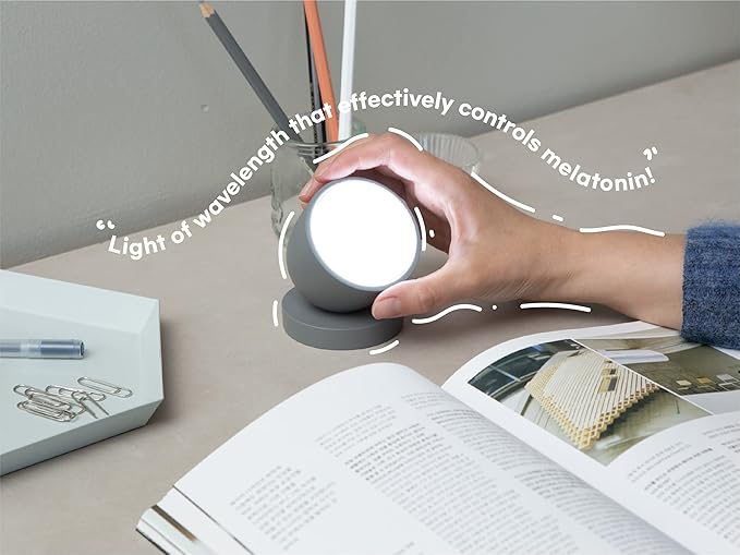 Olly Light Therapy Lamp - UV-Free LED Sunlight Lamp with 140g Compact Size Rechargeable 2step Brightness Mode 25minutes Automatic Timer - Daily Sunlight to Sleep Well (Solid Gray)