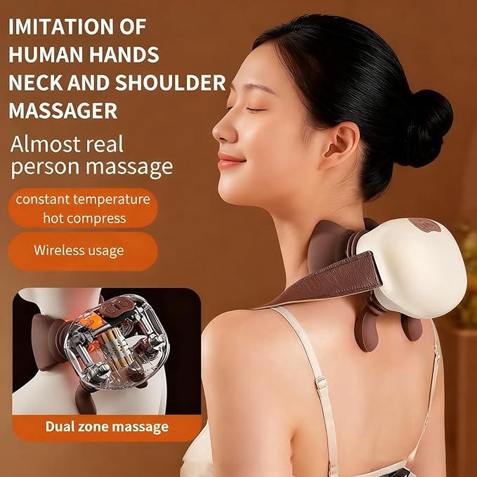 Neck Massager for Pain Relief Deep Tissue Neck and Shoulder Massager with Heat Shiatsu Simulates Hand Massager Gifts for Women Men Mom and Dad