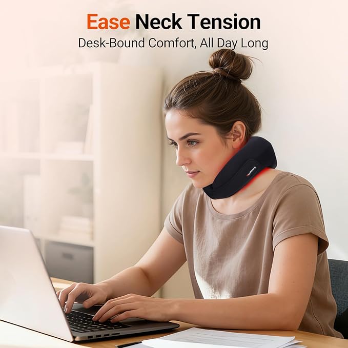 Comfytemp Cordless Red Light Therapy for Neck Wearable Near Infrared Light Therapy Neck Wrap Portable Light Wrap for Travel Home Office Use 5W 660nm &amp 850nm