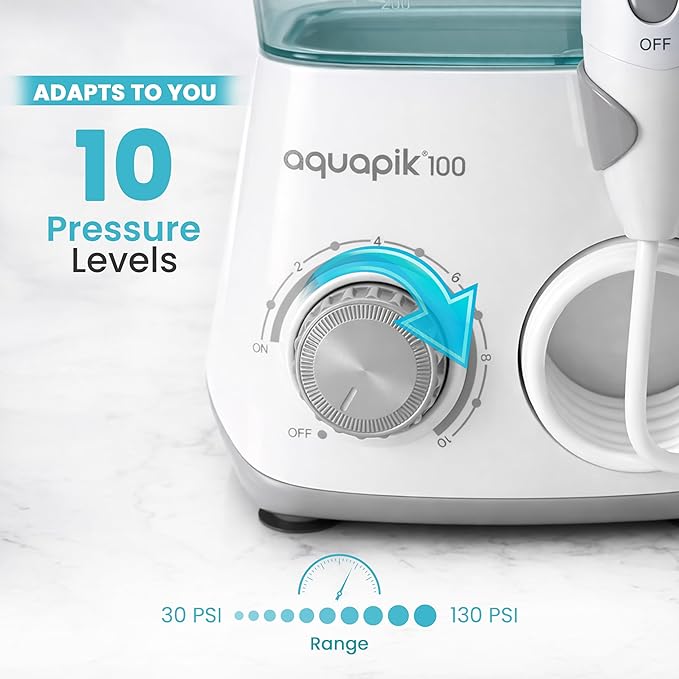 Bostontech® Water Flosser Deep Oral Cleaning with Electric Power Oral irrigator with 10 Adjustable Pressure Levels 9 Nozzles Includes Special Nasal tip 600 ml Tank Ideal for Gums Braces Implants