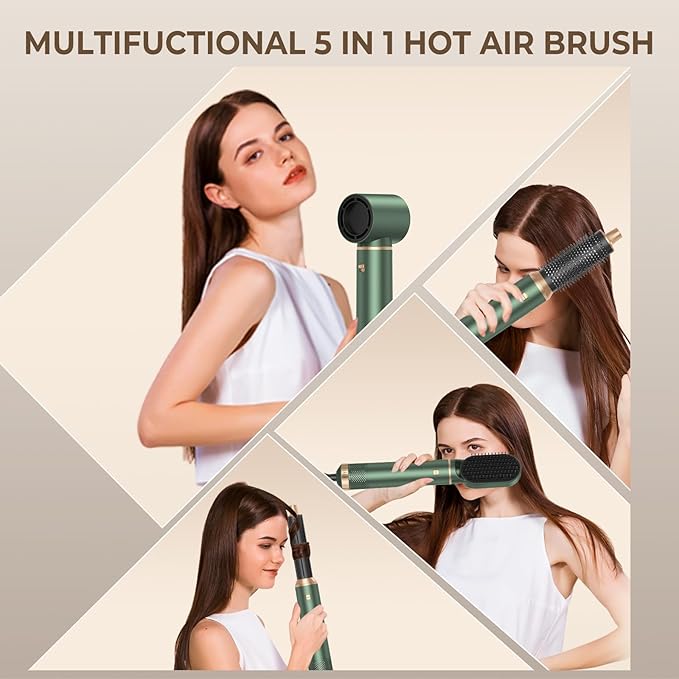 5 in 1 Blow Dryer Brush Negative Ion Hair Dryer Brush Set Upgrade Hot Air Brush Air Styler Curling Wrap Air Curler Curling Iron Hair Styling Tools As A Gift for Straight/Curl/Drying/Smoothing