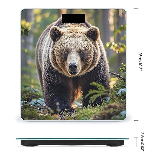 Bear Bathroom Scale for Body Weight Bathroom Weighing Scales with Back Lit LED Display Sturdy Tempered Glass Body Weight Bathroom Scale 400lb Weighing
