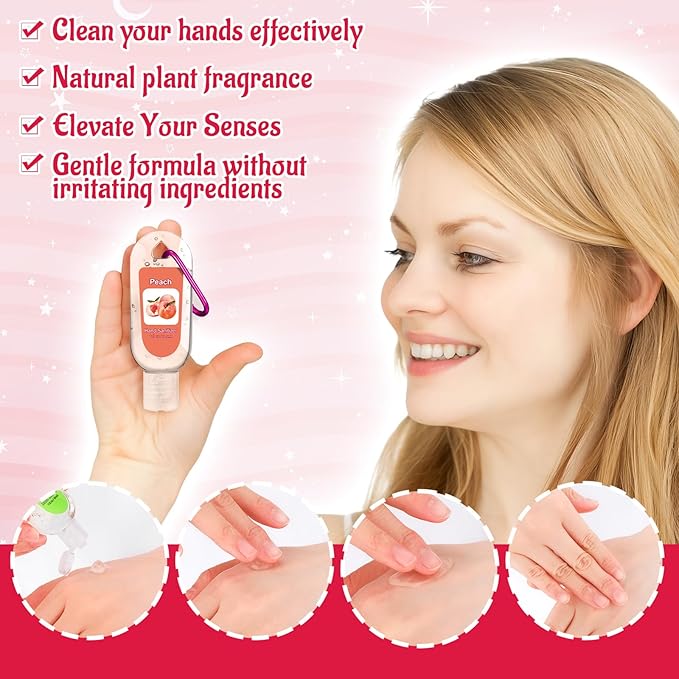 24 Pcs Fruit Scented Hand Sanitizer Keychain Gift Mini Lavender Hand Sanitizer Gel Bulk 1 oz Employee Appreciation Gift for Nurse Teachers Team Doctors Women Coworker Graduation Party Supplies