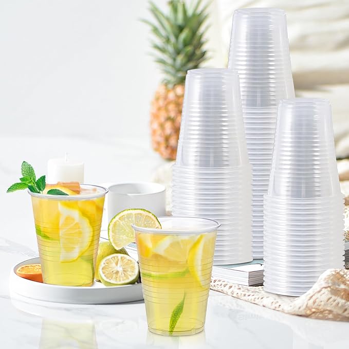 500 Pack 7 oz Plastic Cups Disposable Drinking Cups Water Cups Plastic Clear Cups for Party Wedding Graduation Travel Holiday Events BirthdayColdHot