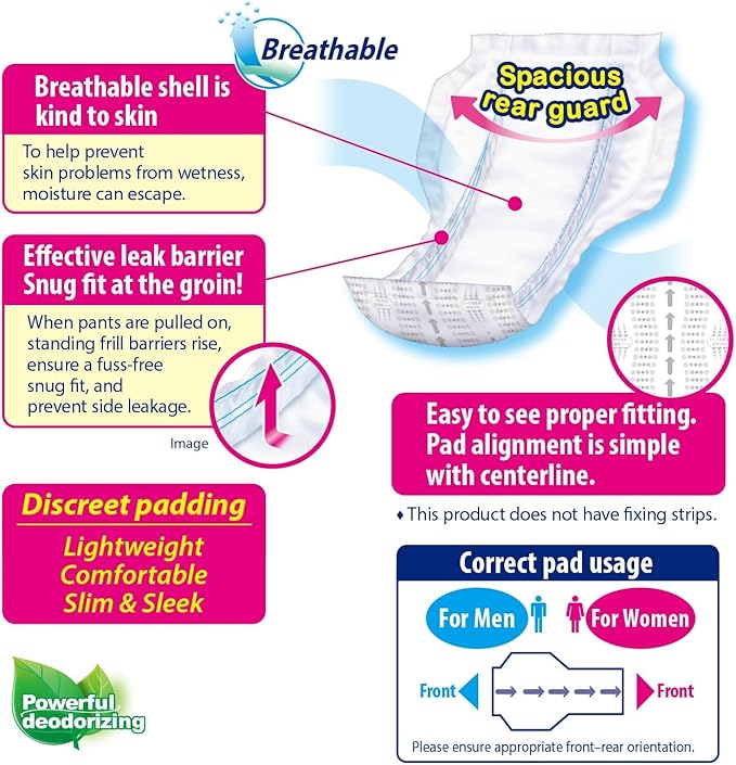 Refré Adult Diaper Insert Pads for Night - Unisex Booster Liners for Tabbed Briefs with Odor Control &amp Leak Protection - 600cc Absorbent Incontinence Pads 11x19.3 (42 Count)