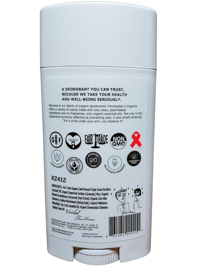 Christopher's Organics USDA Certified Organic and Fair-Trade Tea Tree Deodorant - TEA TREE LOVERS