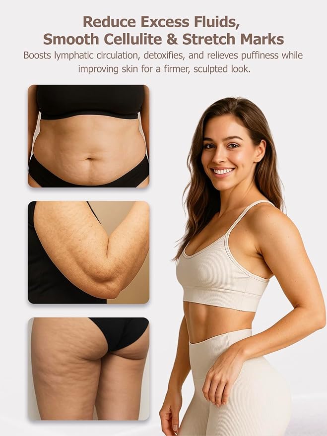 DiDEER Lymphatic Drainage Massager &amp Anti Cellulite Massage Tool for Legs Arms &amp Belly BodyHelps Reduce Stretch Marks &amp Cellulitewith Microcurrent Light Heat &amp Vibration (White)