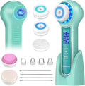 Face Scrubber ExfoliatorFacial Cleansing Brush Waterproof with LCD ScreenBlackhead Remover Vacuum with 5 Brush HeadsFace Spin Brush for Exfoliating Massaging and Deep Pore Cleansing