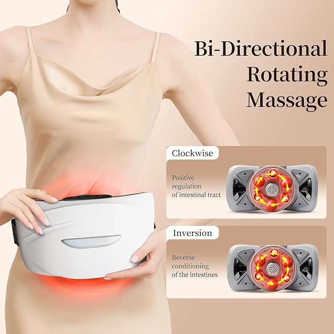 Intelligent Heated Massage Belt Multi-Function Kneading Massager with Red Light Therapy Natural Stone Massage for Waist and Abdomen