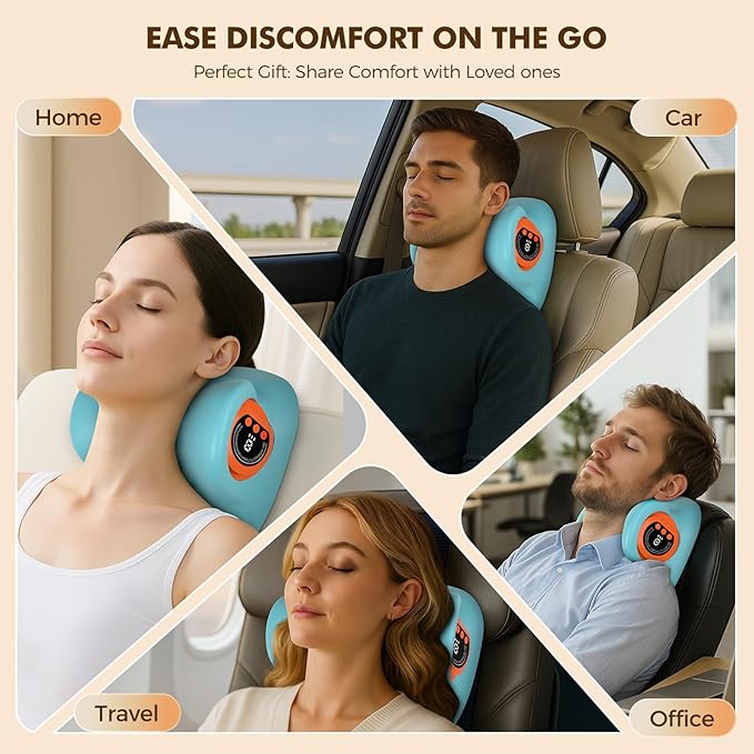 Neck Massager 2026 Portable Neck Traction DeviceCervical with Heating &amp Vibration–Relieve Muscle Tension4-in-1 Neck Customizable Massage Modes with Wireless Remote Control