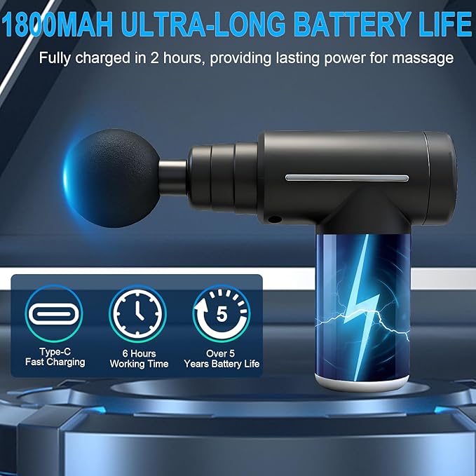 Massage Gun with Heat and ColdDeep Tissue Back Massager Neck Massager for Pain ReliefMuscle Percussion Massage GunHandheld Message Gun with 6 Heads&ampSilentGifts for Men Women Dad