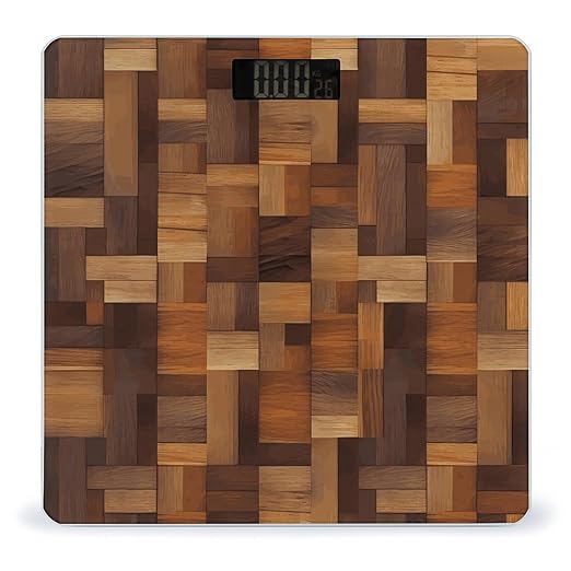 Wood Scale with LCD Easy-to-Read Anti-Slip Weight Digital Bathroom Scale Precision Weighing Scales Sturdy Tempered Glass Body Weight Scales for Daily Use
