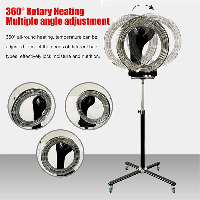 3 in 1 Professional Salon Hair Dryer Wall Mount 950W/1200W Adjustable Timer &amp Temperature Orbiting HD LCD Display Floor-Standing Hair Spa Color Processor Heater