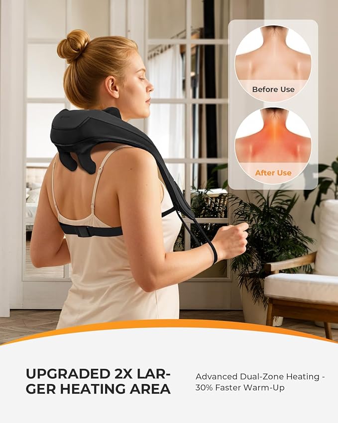 CooCoCo Cordless Neck MassagerBirthday Ideas for Dad Mom Neck and Back Massager for Pain Relief Deep Tissue Shiatsu Shoulder Massager for Pain Relief Back Massager with Heat