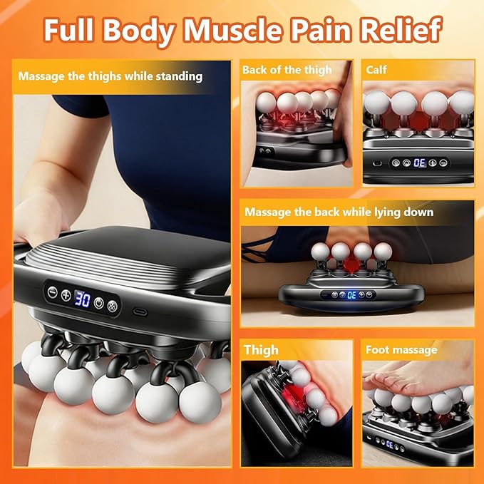 16-Head Massage Gun-Professional Deep Tissue Massager for Thighs Arms Waist Back Muscle Tension Relief Electric Percussion Massage Gun with 3 Modes &amp 30-Speed Touch Screen Adjustment