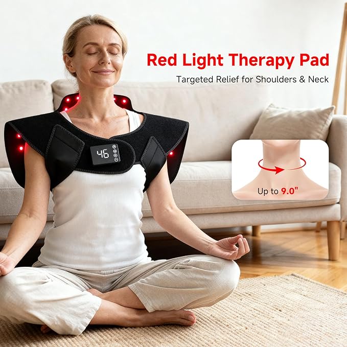 Red Light Therapy for Neck ShoulderRechargeable Infrared Light Therapy Device for Body with Massage and TimerWearable 660nm&amp850nm Red Light Therapy Wrap Pads for Body at Home（150 Lights）