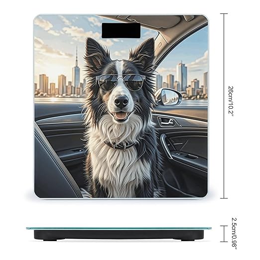 Border Collie Dog Bathroom Scale for Body Weight LCD Display Digital Bathroom Scale Tempered Glass Bathroom Weight Scales Fashion Smart Scales for Home Bedroom 400 Lb
