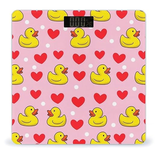 Energy Saving Scale Bathroom Weighing Scale Smart Scale for Body Weight Digital Pink Heart Polka Dots Yellow Rubber Ducks