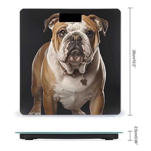English Bulldog Bathroom Scale Automatic Power On/Off Body Scales LCD Backlight Display Square Digital Scale Rounded Corners Bathroom Scales for Home Bedrooms