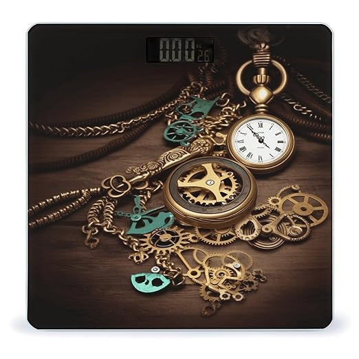 Steampunk Watches Keys and Chains Weight Scale for Body Weight Digital Bathroom Scale High Capacity Accurate Digital Weighing Scales and Easy-to-Read on Backlit LCD Display Scales