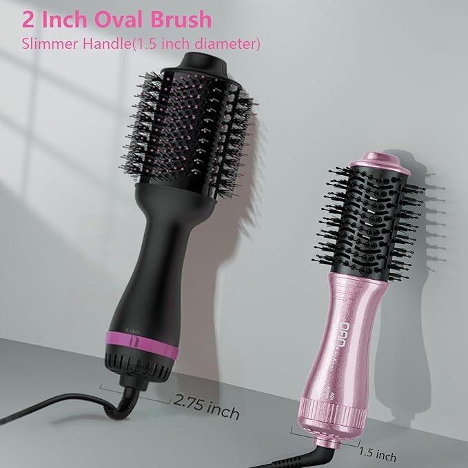 DAN Dual Voltage Hair Dryer Brush2 inch Blow Dryer Brush110V-120V/220V-240V Automatic Dual VoltagesmallBrush Hair dryers with Multifunctional Conversion Plugfor European and Travel Use