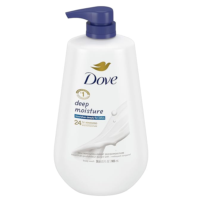 Dove Beauty Bar Gentle Skin Cleanser Pink 6 Bars Moisturizing for Soft Care More Than Soap 3.75 oz &amp Body Wash with Pump Deep Moisture For Dry Skin Moisturizing Skin Cleanser 30.6 oz