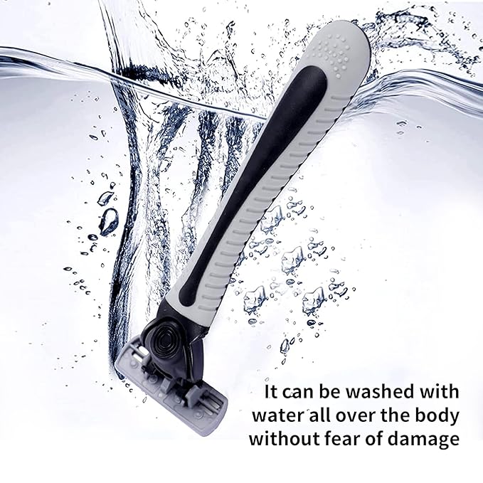 6-Blade RazorPlastic Anti-slip Men Manual Refill Cartridges razors Reusable Face Cleansing Care Tool 30 pcs refill cartridges Shave Supplies for Men and Women - Black