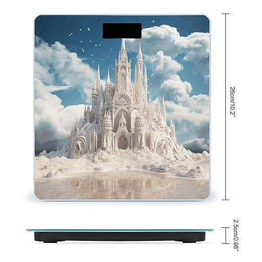 Building A Sandcastle Scale for Body Weight Anti-Slip Tempered Glass Digital Bathroom Scales Clear LCD Display Weighing Scale Safe Rounded Corners Smart Scales