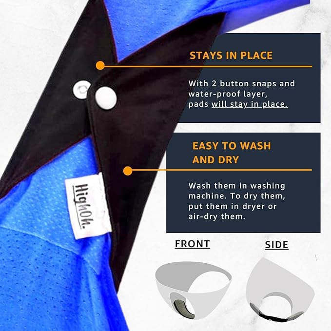 HighOh™ Period Starter Kit | Soft Washable Charcoal Bamboo Menstrual Pad | Bladder Support &amp Incontinence Pads | Reusable Sanitary Napkins | Six Medium Flow Pads &amp 1 Free Waterproof Wetbag