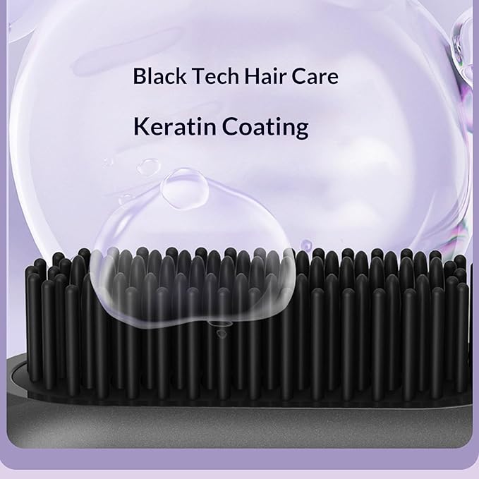 Hair Straightener Brush Portable Cordless Hair Straightener Brush with 4 Temperature Settings &amp LED Display (03)