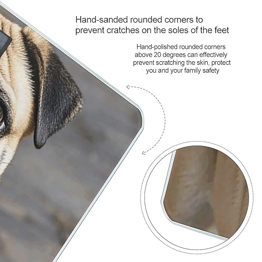 Pug Dog Bathroom Scale Ultra-Bright Liquid Crystal Screen Weight Scale Accurate Bathroom Body Scales for Body Weight Bathroom Pet Home Bedroom Gift-Giving