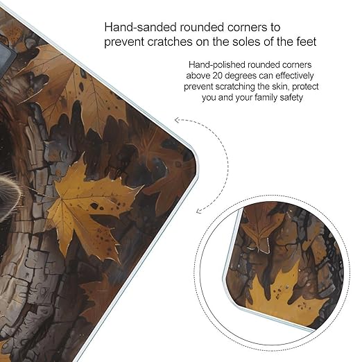 Raccoon in The Fall Tree Hole Digital Bathroom Scale for Body Weight Weighing Scale with Backlit LCD Display High Precision Measurements &amp Measures Weight Up to 180kg