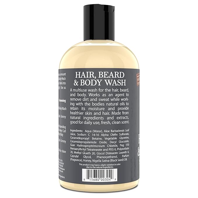 Uncle Jimmy Hair Beard &amp Body Wash | Sulfate Free Paraben Free with Naturally Derived Clean Ingredients Leaving Skin Soft and Hydrating 12 Fl Oz Pack of 4