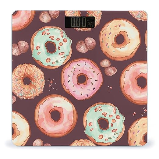 Pretty Donuts Weight Scale Large Bathroom Scales Digital Weight with Bright LED Display Non Slip Automatic Weighing Scale Fashion Weighing Machine for Body