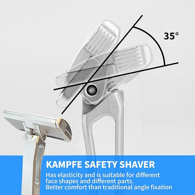 KAMPFE Upgraded Version Safety Razor Made of 6061 Aluminum Alloy Material Comfortable shavingGEM Single Sided Safetyshaver Shaver Handle for Men with Suction Cup Holder and Safety Razor Blades