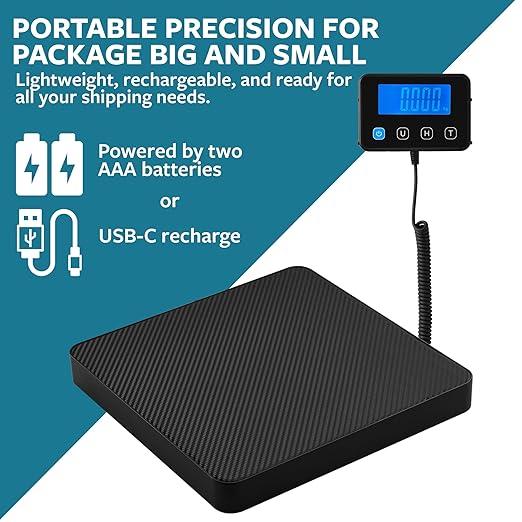 Smart Weigh Digital Postal Shipping Scale 220 lb Capacity 0.1 oz Readability Hold &amp Tare Function Includes Batteries &amp USB-C Large LCD Display