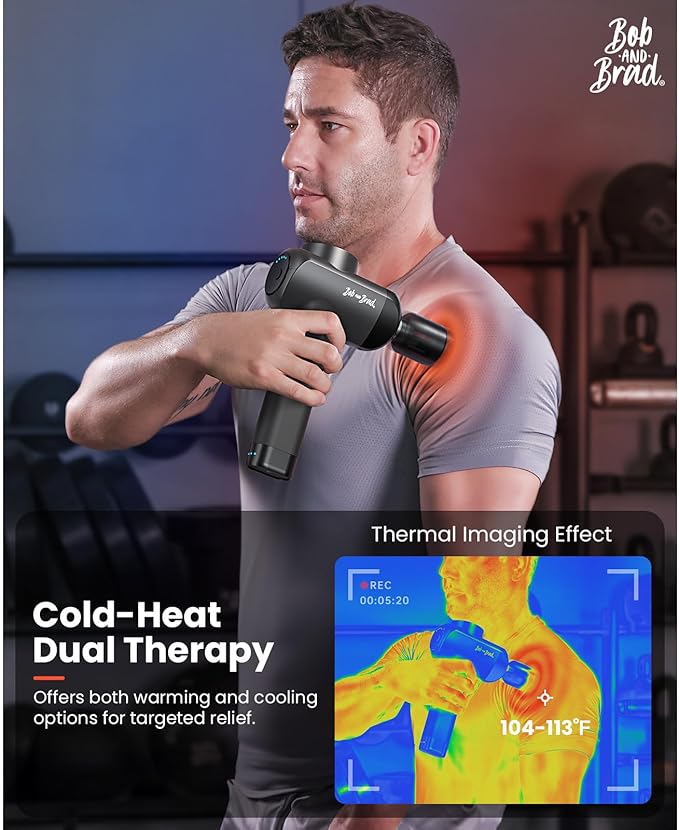BOB AND BRAD X6 Pro Max Massage Gun with Heat-Cold and Metal Head Therapy+ThermoRed Heating Pad Belt Massager for Lower Back Support