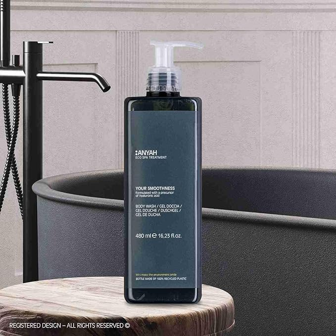 Anyah Body Wash (480 Ml/ 18 pack) Your Smoothness Certified Eu Ecolabel Sealed Pump Recycled Bottle