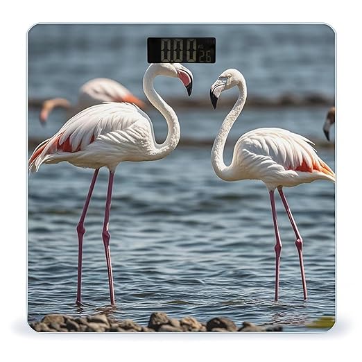 Animal Flamingo Scale for Body Weight Digital Bathroom Scale Toughened Glass High Precision Scales for Body Weight with Large LCD Backlight Display Weight Scales