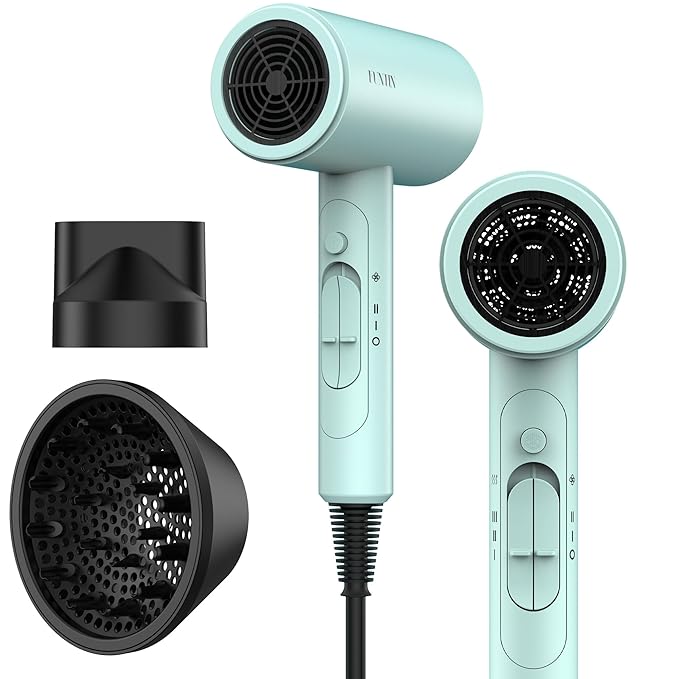 Funtin Hair Dryer Blow Dryer with Diffuser Brush Comb 1800W Full Accessories for Women Professional Tifunny Blue