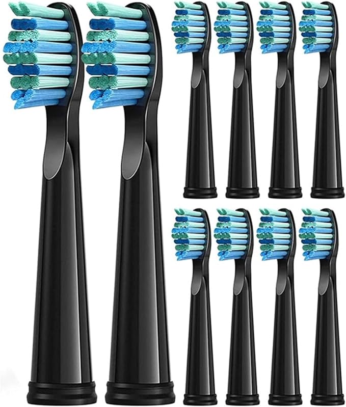 10/20/30 Pcs Toothbrush Head Compatibility for Fairywill Replacement FW-507/508/515/551/917/959/2011/D1/D3/D7(20 PCS Black)