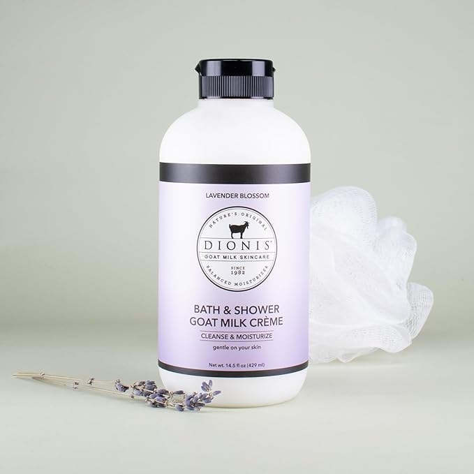 Dionis Goat Milk Bath Soap &amp Liquid Shower Crème Lavender Blossom 14.5oz (Pack of 1)