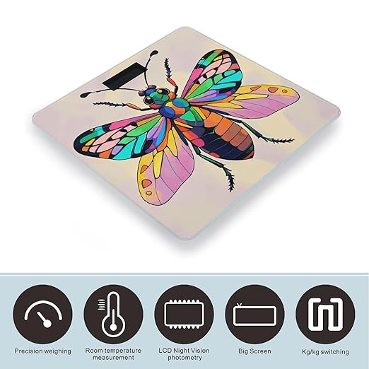 Insect Wings Scale for Body Weight Digital Bathroom Scale Toughened Glass High Precision Scales for Body Weight with Large LCD Backlight Display Weight Scales