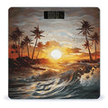 Palm Trees Ocean Waves Sunset Scale for Body Weight Anti-Slip Digital Bathroom Scale Sturdy Toughened Glass Weighing Scales High Precision Safe Rounded Corners Smart Scales