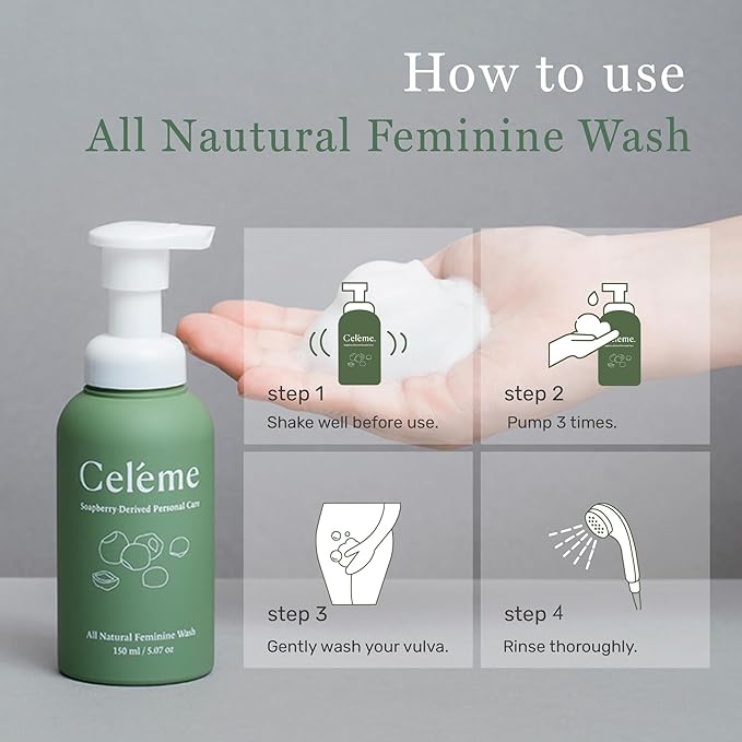 Feminine Care – All-Natural Soapberry Foaming Wash &amp Mist Sets pH-Balanced and Hypoallergenic Fragrance &amp Paraben-Free Odor Control Soothes Itchy Dry Sensitive Skin Pregnancy-Safe